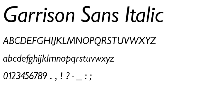 Garrison Sans ITALIC font